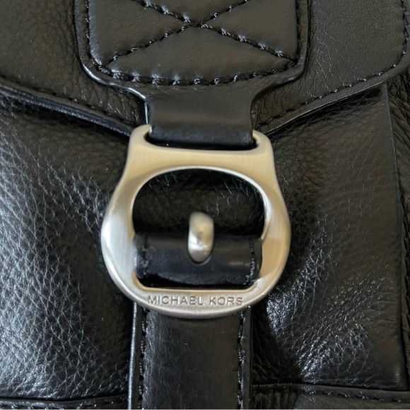 Michael Kors Black Pebbled Leather Hobo Slouch Bag Silver Hardware - Picture 2 of 8